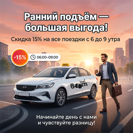 Скидка на поездки в такси город Морозовск